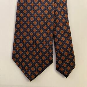 ERMENEGILDO ZEGNA Navy Rust Silk Tie